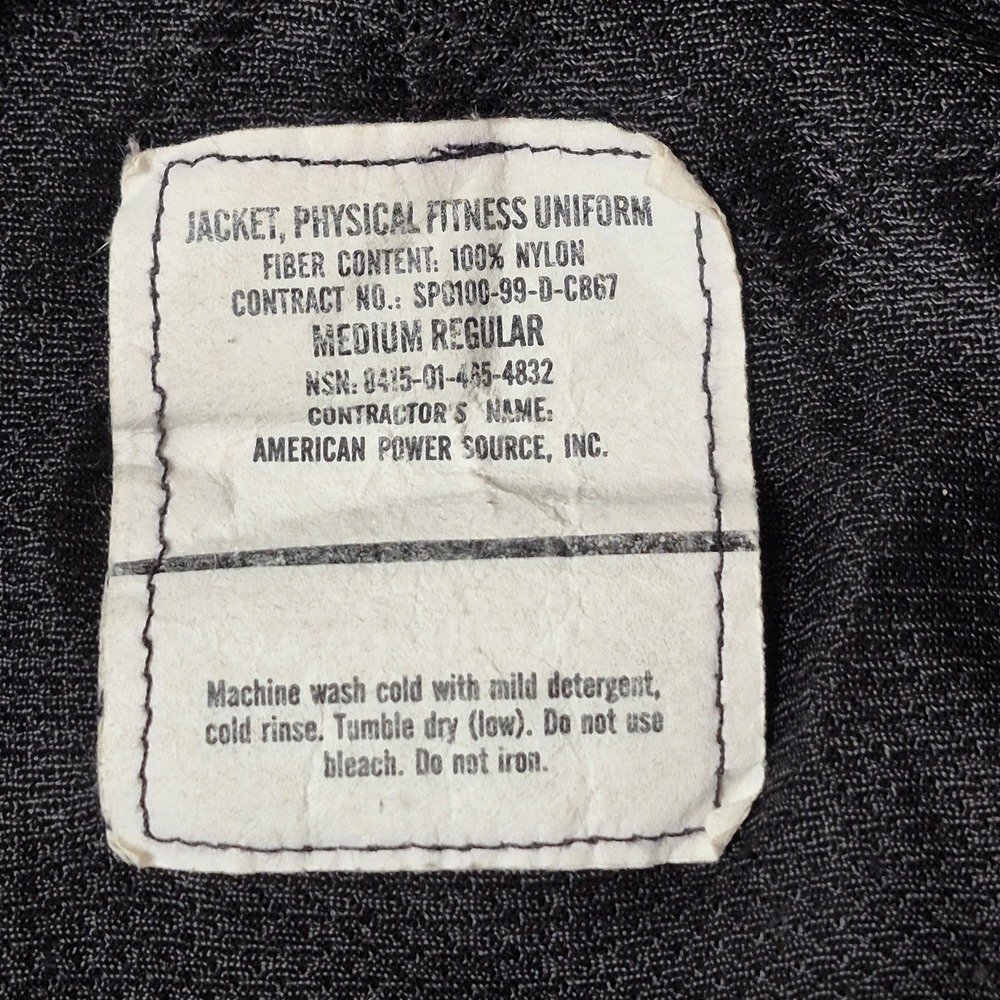 U.S. Army PTU Jacket American Power Source Gray Nylon Zip Up Military Men's M - Picture 6 of 7